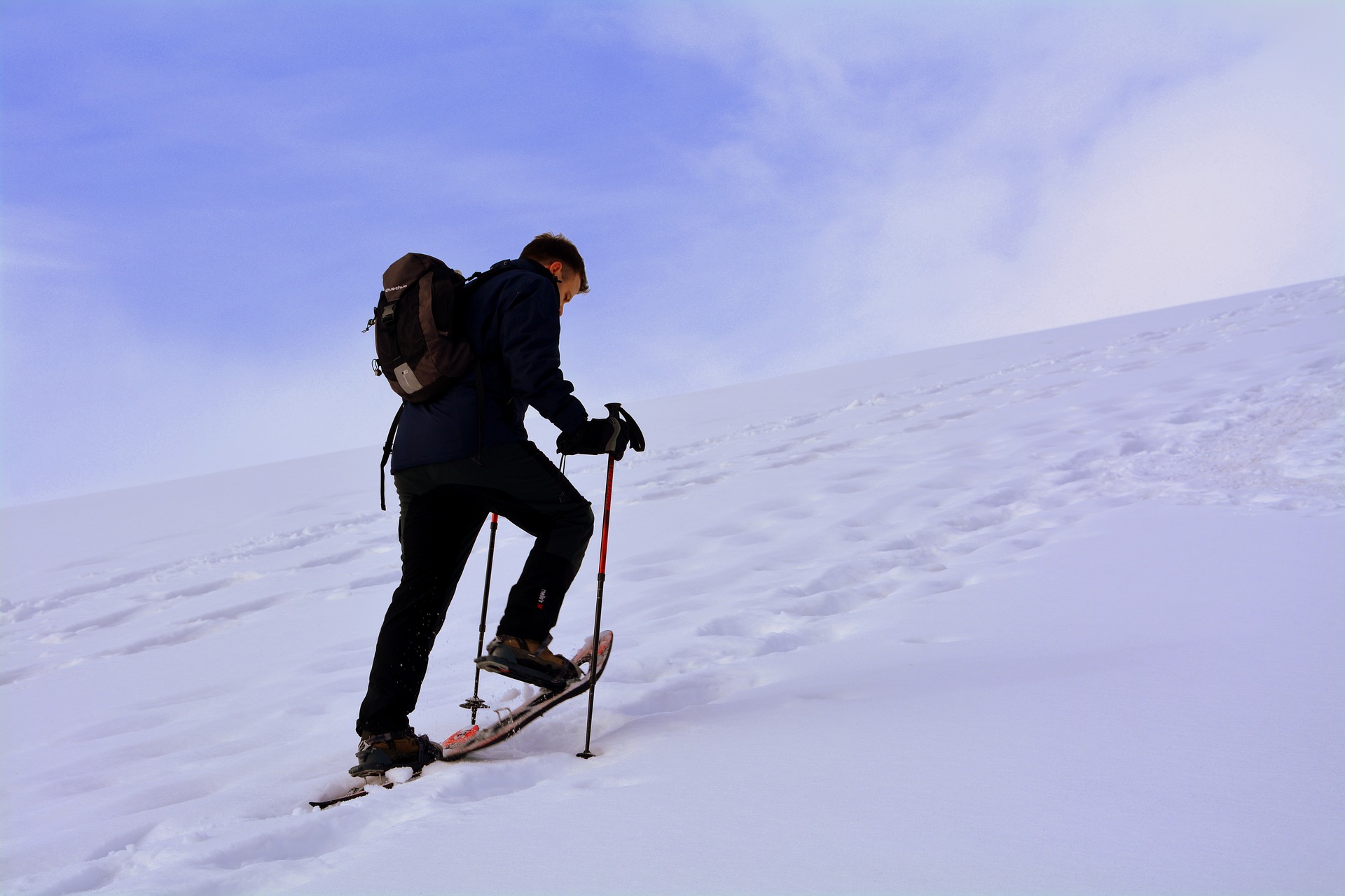 Man walking with Snowshoes